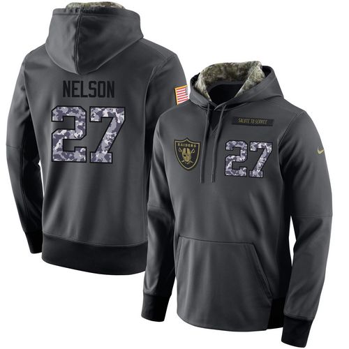 NFL Men's Nike Oakland Raiders #27 Reggie Nelson Stitched Black Anthracite Salute to Service Player Performance Hoodie - Click Image to Close